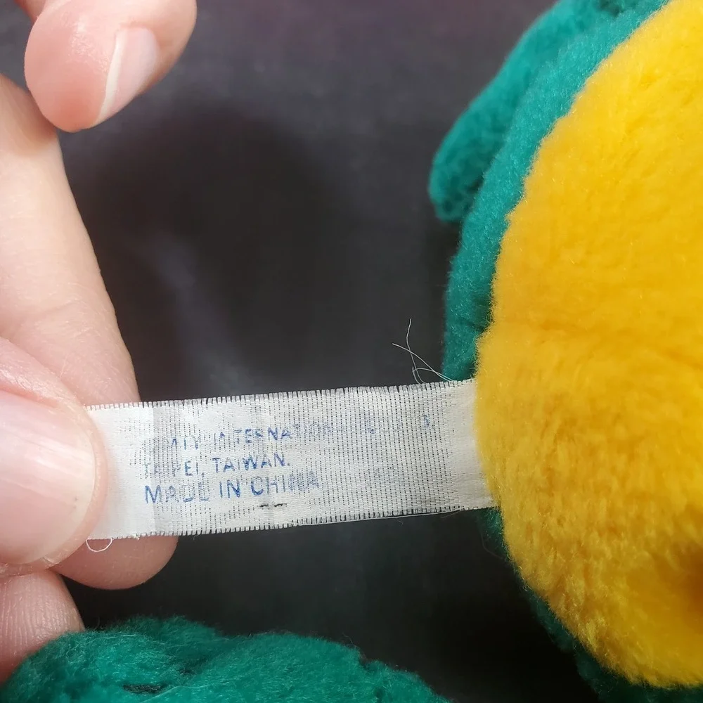 Vintage Green Frog Yellow Bean Belly Plush Head 8